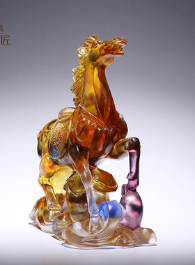 琉璃如意生肖马摆件工艺品到成功