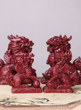 朱砂麒麟紫金砂摆件一对家居卧室