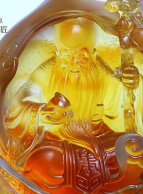 琉璃寿桃寿星摆件贺寿礼品送长辈