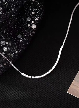 s925纯银小方块项链女2025年新款