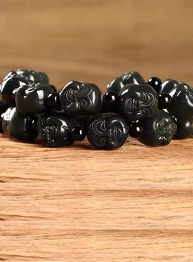 天然新疆和田玉转运保平安手持文玩把玩件手饰男女款大号佛头手串