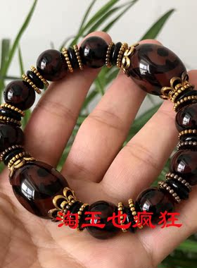 天然西藏天珠真品三眼天珠手串男士女士转运珠玛瑙原石手链护身符
