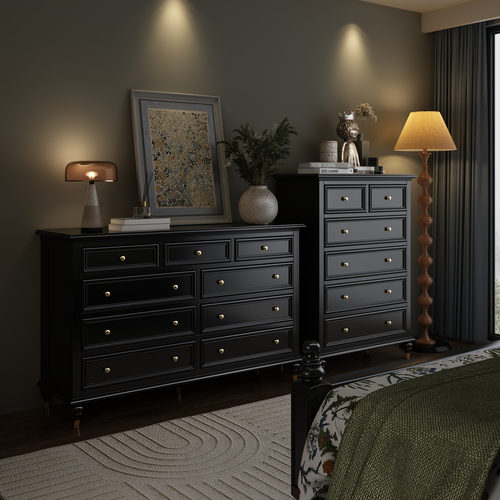 轻奢美式黑色五六七八九斗柜现代简约抽屉柜客厅收纳柜卧室储物柜 - 图2