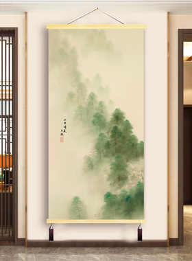新中式山水玄关客厅装饰画