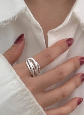 多线条缠绕戒指女2026年新款潮小众设计高级感简约食指戒开口指环
