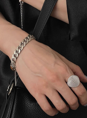 东大门镂空网状大球开口女戒