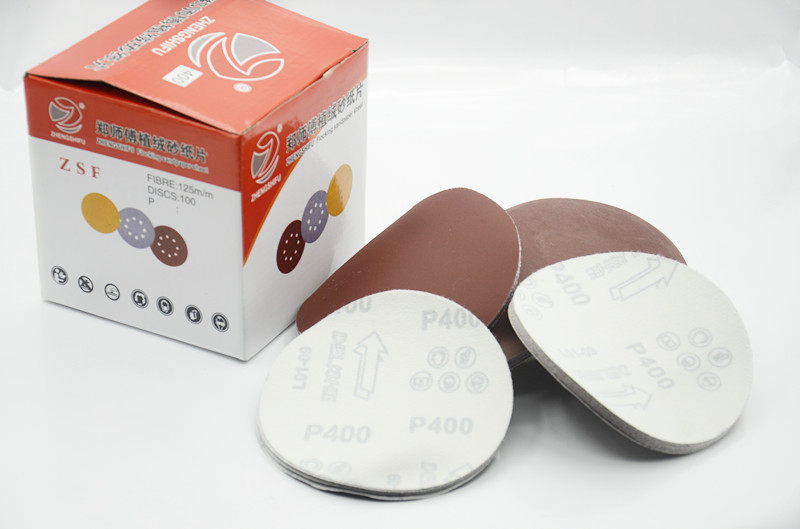 包邮干磨砂纸 5寸6孔无孔圆形自粘砂纸 干磨机打磨抛光植绒砂纸片 - 图0