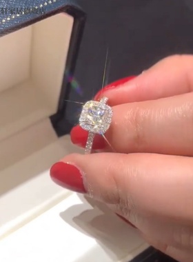 气质莫桑石戒指女一对仿真一克拉婚戒正品求婚对戒钻戒情侣订婚款