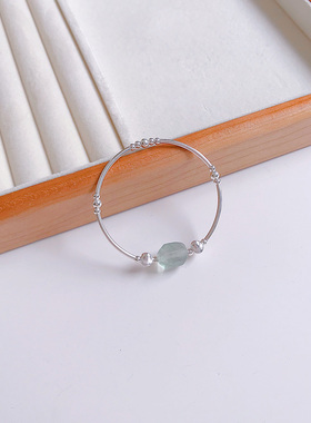 原创清新绿水晶转运珠纯银不掉色