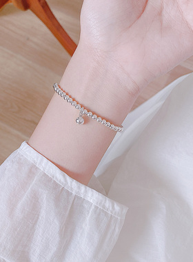 「极简设计」s999足银小银珠豆豆光面圆珠纯银手链简约百搭手串女