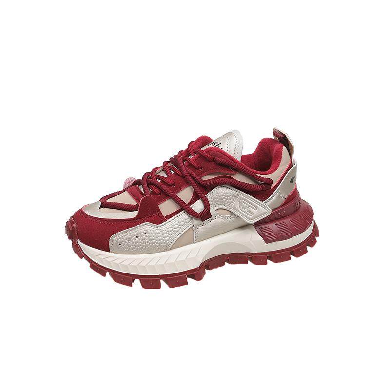 禾秀婚鞋女2025年新款秋冬加绒红色新娘鞋子不累脚厚底老爹运动鞋,淘宝优惠券,粉丝福利购,淘宝优惠卷