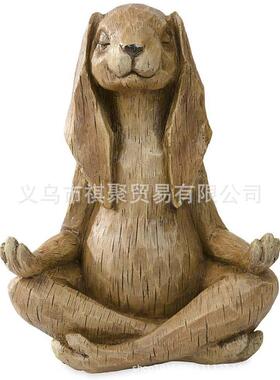外贸款花园装饰冥想兔子复活节树脂摆件禅坐静思工艺品园艺摆饰