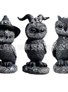 万圣节摆件魔法猫咪树脂工艺品独立站动物雕塑橱窗桌面装饰品