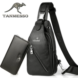 Кенгуру, нагрудная сумка для отдыха, кожаная сумка на одно плечо, рюкзак, из натуральной кожи, воловья кожа, в корейском стиле