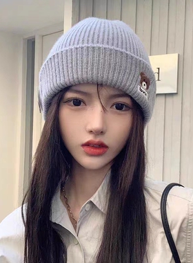 小熊帽子女秋冬季骑车百搭