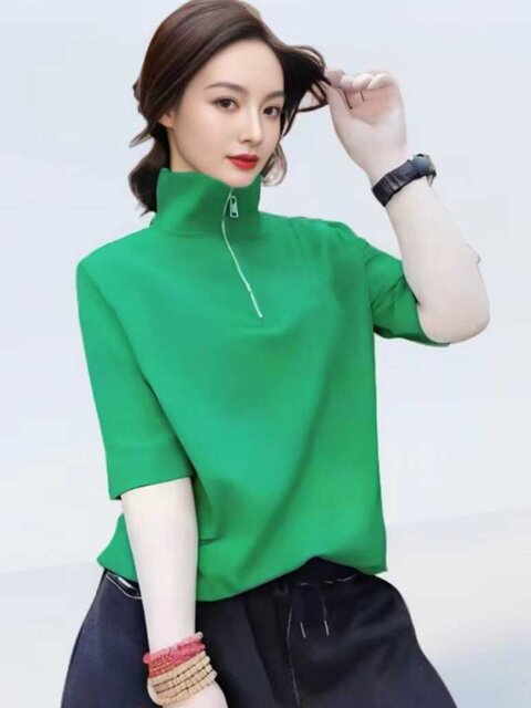 Loose large size T-shirt women's pure cotton half-sleeve fashionable style