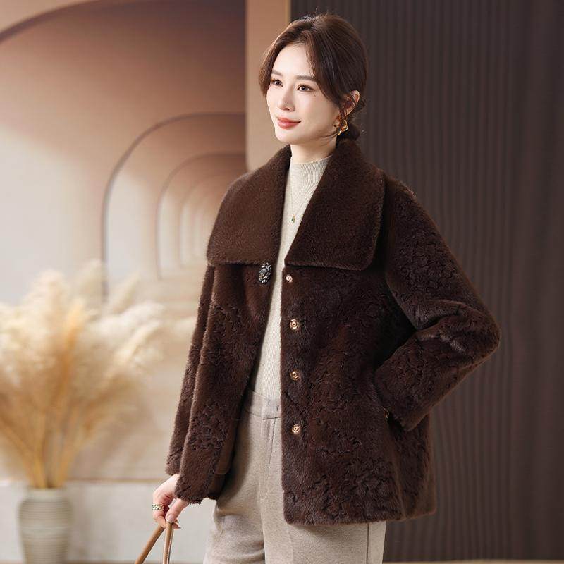 2025新款妈妈冬装水貂绒外套时尚高贵中老年女装冬季皮毛一体上衣,淘宝优惠券,粉丝福利购,淘宝优惠卷