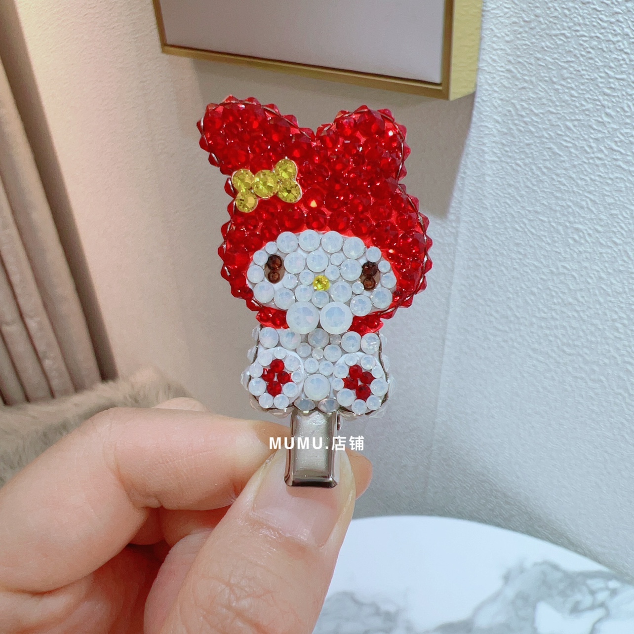 mumu饰品 刘海发夹无痕可爱卡通少女发饰水钻Kitty猫 - 图1