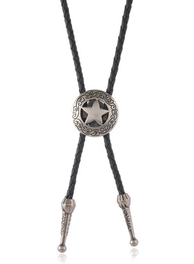 简约复古西部牛仔风波洛领结项链创意五角星吊坠男女同款领带饰扣