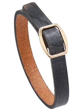 欧美新款饰品简约文艺复古做旧牛皮手链DIY刻字光板男女手环手镯