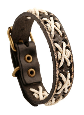 手工编织欧美真皮手链复古