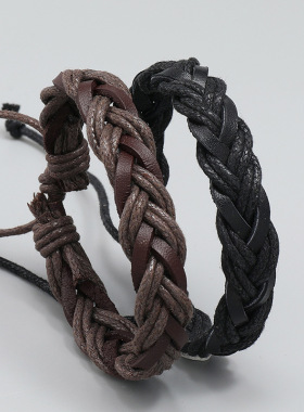 手工编织牛皮手链手环复古百搭