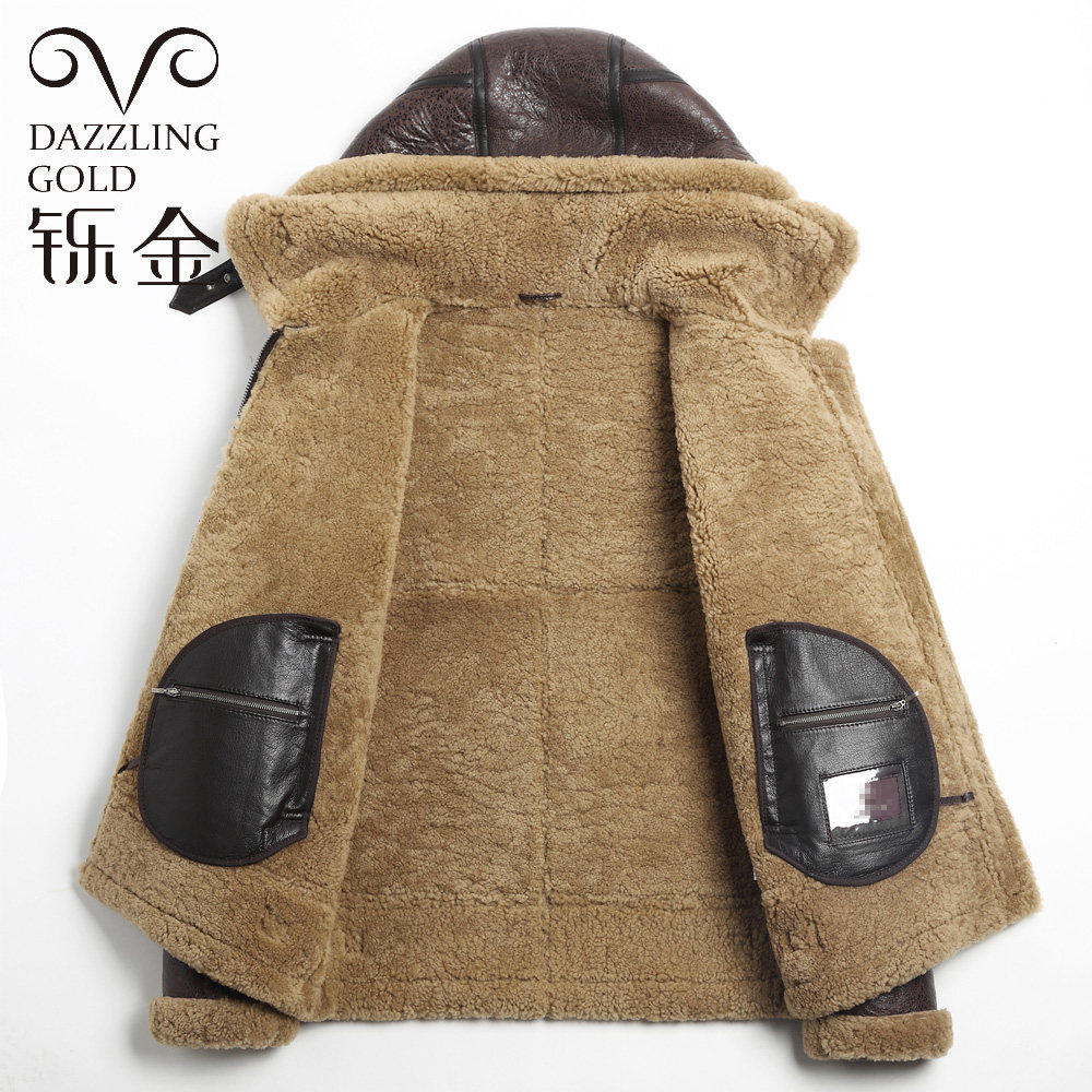 冬原生态皮毛一体男真皮羊羔毛中年加厚连帽夹克b3飞行服羊毛外套,淘宝优惠券,粉丝福利购,淘宝优惠卷