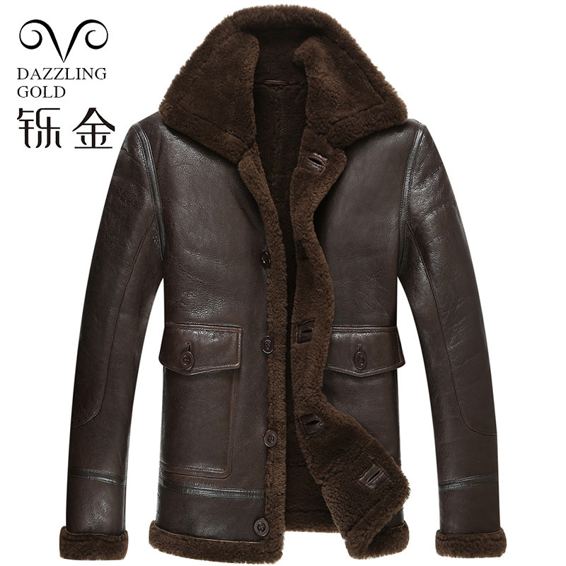 冬季原生态皮毛一体男皮衣真皮b3飞行服外套中长款羊毛羊羔毛皮草,淘宝优惠券,粉丝福利购,淘宝优惠卷