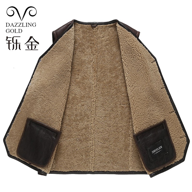 铄金冬季皮毛一体真皮马甲绵羊皮加厚保暖马夹羊毛坎肩羊羔毛背心 - 图2