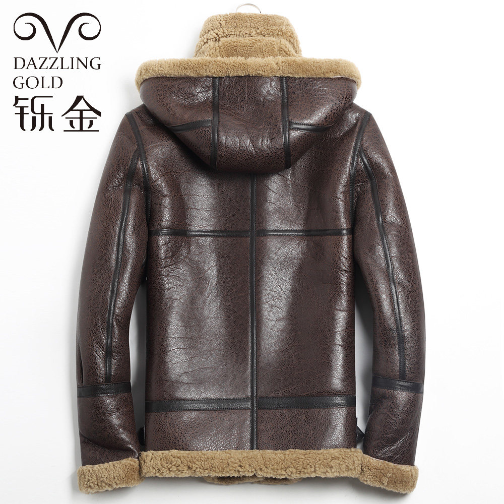冬原生态皮毛一体男真皮羊羔毛中年加厚连帽夹克b3飞行服羊毛外套,淘宝优惠券,粉丝福利购,淘宝优惠卷