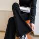 Black slightly flared shark pants for women in spring, high waist, hip lift, slimming