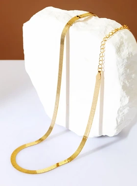 S925纯银项链意大利蛇骨链刀片项链女百搭欧美饰品小众设计品