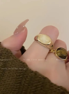 美拉德复古开口戒指女小众设计感气质食指戒网红时尚个性闺蜜指环