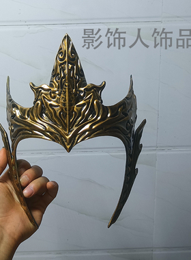 古风玄幻汉服将军甲胄盔甲头盔帽子男女额饰金银仿錾刻树脂金银色