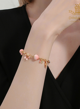 水蜜桃手链女夏小众设