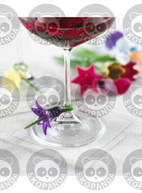 Trudeau Duo Tone Floral Wine Charms, Set of 12  酒杯标识假花