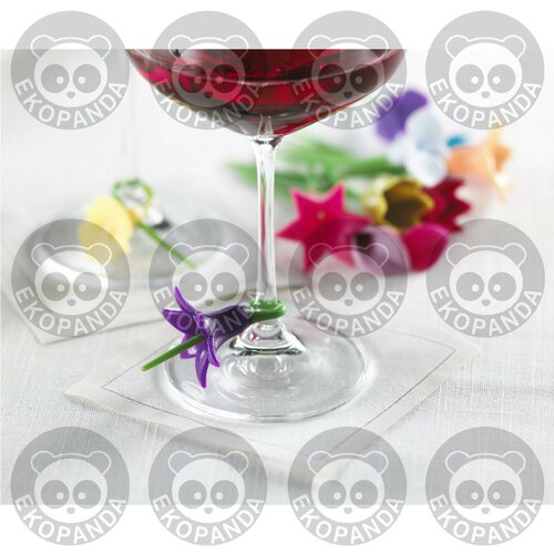 Trudeau Duo Tone Floral Wine Charms, Set of 12  酒杯标识假花 - 图1