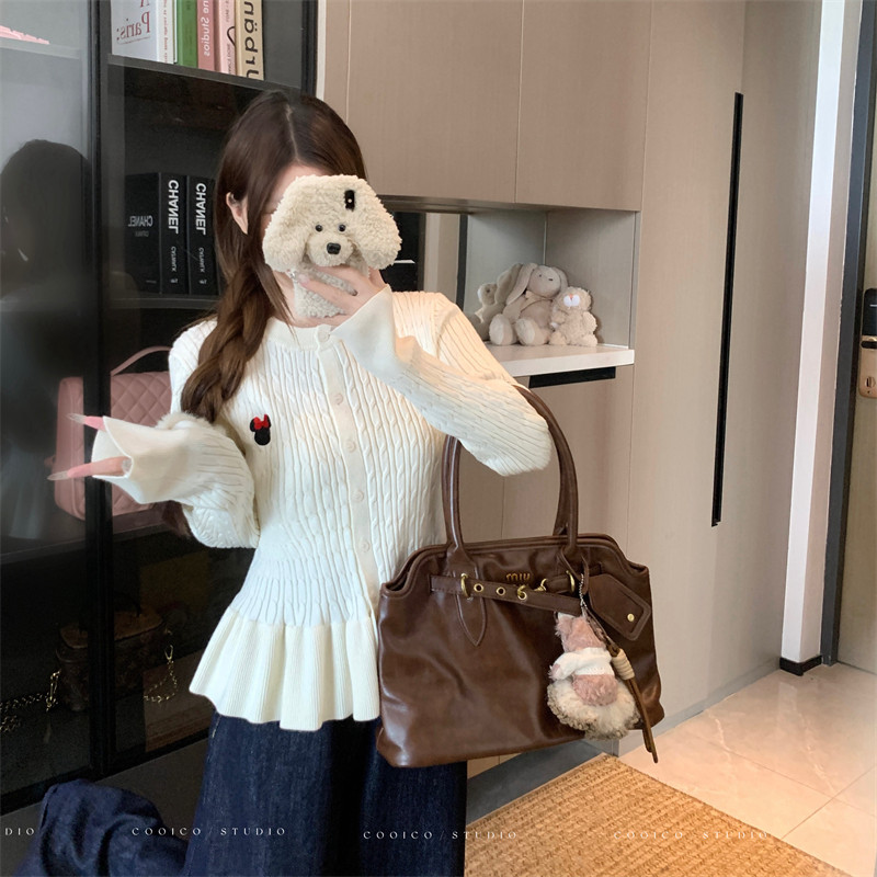 荷叶边麻花哺乳上衣秋冬大码内搭针织开衫辣妈款外出收腰喂奶毛衣,淘宝优惠券,粉丝福利购,淘宝优惠卷