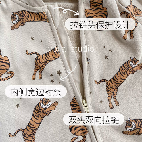 ins婴儿连帽卫衣连体衣A类纯棉宝宝外出服薄绒春秋拉链长袖爬服 - 图2