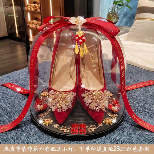接亲游戏道具套圈婚鞋盒子带锁堵门鞋盒结婚套婚鞋水晶盒套圈婚鞋 - 图3