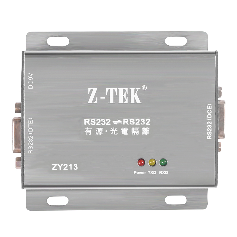 z-tek力特RS232转232光电隔离器防雷工业级ztek串口保护器支持115200波特率宽幅电压9-24v电源防浪涌ZY213-图1