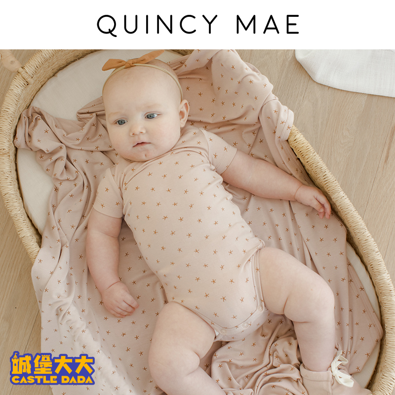 现货城堡大大 Quincy Mae 24春夏宝宝短袖包屁衣吊带连体衣裙子-图1