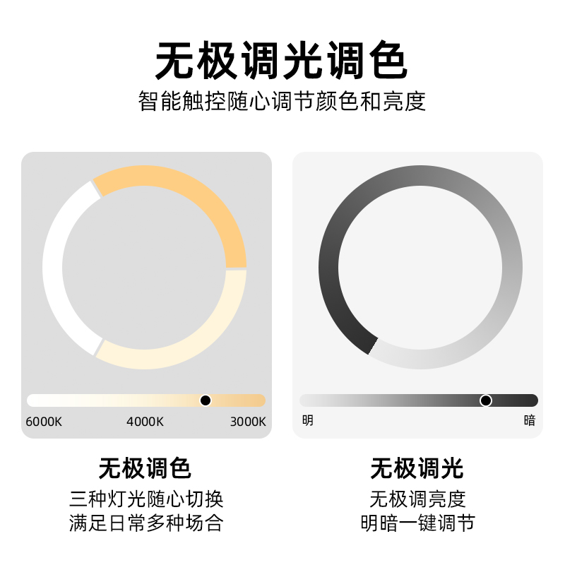 欧普圆形智能除雾发光洗手台挂墙化妆镜led灯贴墙带灯镜子浴室镜 - 图2