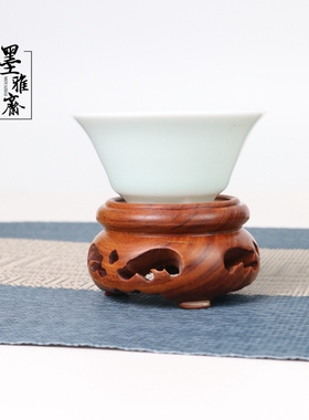 实木小圆形底座木制瓷器古玩茶杯底座 核雕玉器香炉摆件文玩底座