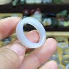 Hetian jade white jade seed material card 21 large ring ring with retro style play beads jade ring hanging ornament