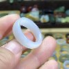 Hetian jade white jade seed material card 21 large ring ring with retro style play beads jade ring hanging ornament