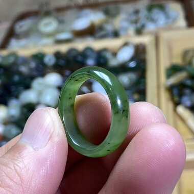 和田玉碧玉苹果绿卡19戒指随型古风戒圈玉环文玩珠串跑环挂饰尾戒