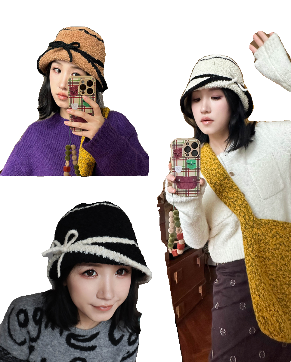 浮夸少女dayu原创翻边蝴蝶结渔夫帽 美拉德棕色系 秋日氛围感好物 - 图3