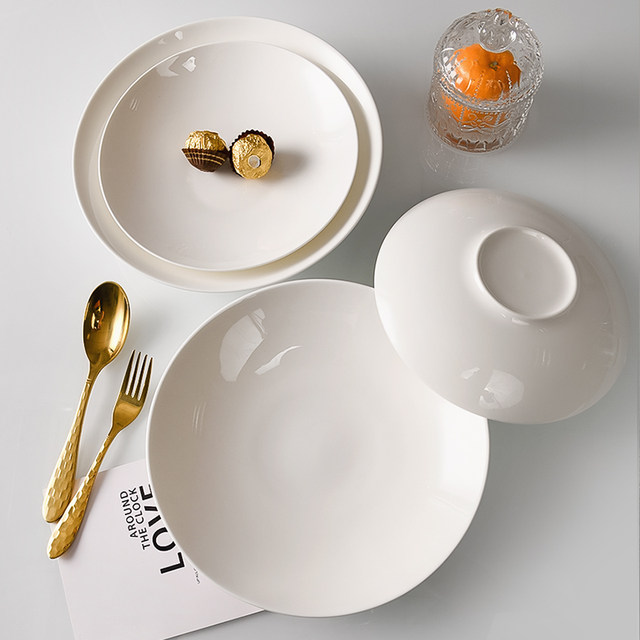 Bone porcelain dish with microwave tableware hat