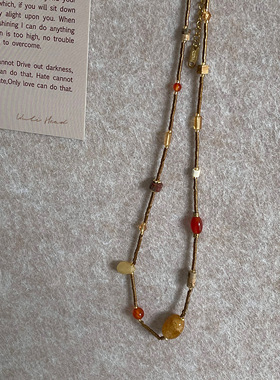 敦煌配色天然石串珠项链